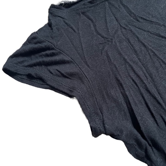 VINTAGE GUESS BLACK SHORT SLEEVE ASYMMETRICAL FLOWY FULL LENGTH TOP SIZE XS - Picture 5 of 7